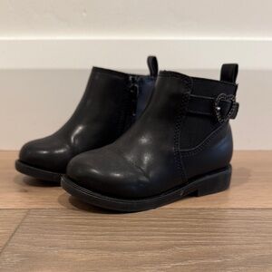 ANNIE Black Edover Bootie Side Zip Fall Winter Ankle Boots Toddler Girl Size 6